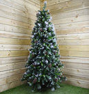 7ft (2.1m) Frosted Glacier Pine Snow Tipped Christmas Tree with Pinecones and 956 Tips