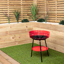 35cm (14") Round Metal Garden Barbecue with Windshield & Shelf