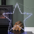 60cm Light Up Metal Hanging Christmas Star Decoration With 280 White LEDs