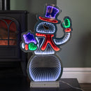 56cm Infinity Light up Standing Snowman Christmas Decoration with Multi-Coloured LEDs on Metal Base