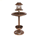 1.1m Bronze Effect Resin Garden Bird Bath & Table With Solar Light
