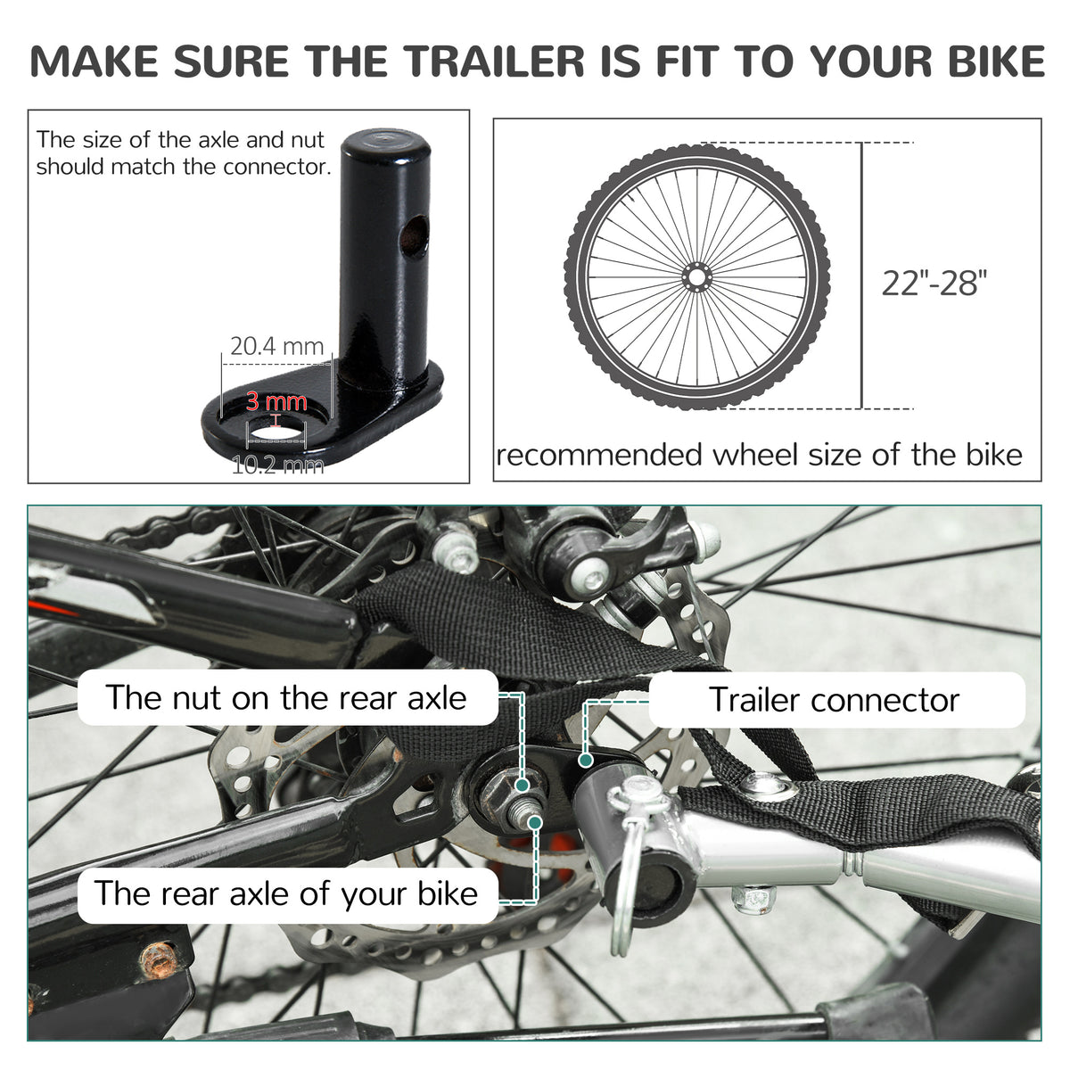 Universal Bike Trailer Hitch & Strap - Steel Bicycle Coupler