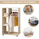 HOMCOM Rolling Open Wardrobe Hanging Rail Storage Shelves for Clothes
