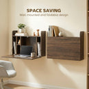 HOMCOM Wall Mounted Table w/ Space Saving Storage Compartments, Dark Brown