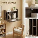 HOMCOM Wall Mounted Table w/ Space Saving Storage Compartments, Dark Brown