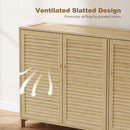 HOMCOM Bamboo Shoe Cabinet with Louvered Doors 18 Pairs Shoe Storage Cabinet