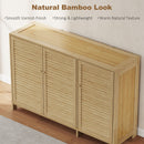 HOMCOM Bamboo Shoe Cabinet with Louvered Doors 18 Pairs Shoe Storage Cabinet