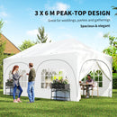 Outsunny 3 X 6m Pop Up Gazebo With Sides, Peak Top Garden Party Tent Marquee