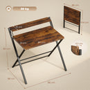 HOMCOM Folding Desk with 2-Tier Shelf for Home Office, Rustic Brown