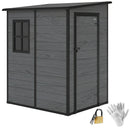 Outsunny Lean To Garden Shed, Plastic Tool Storage House W/ Lockable Door