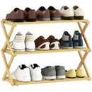 HOMCOM Bamboo Shoe Rack, Folding Shoe Shelf