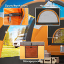 Outsunny 5-6 Man Camping Tent with Bag, Fibreglass and Steel Frame, Orange