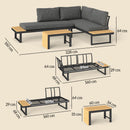 Outsunny 4 Seater L Shaped Aluminium Garden Furniture Set with Coffee Table