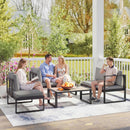 Outsunny Garden Sofa Set with 2 Loveseats, Armless Chair, Coffee Table