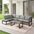 Outsunny Garden Sofa Set with 2 Loveseats, Armless Chair, Coffee Table