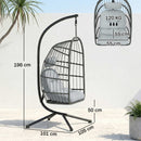 Outsunny Hanging Egg Chair, Outdoor Swing Chair with Stand, Dark/Light Grey