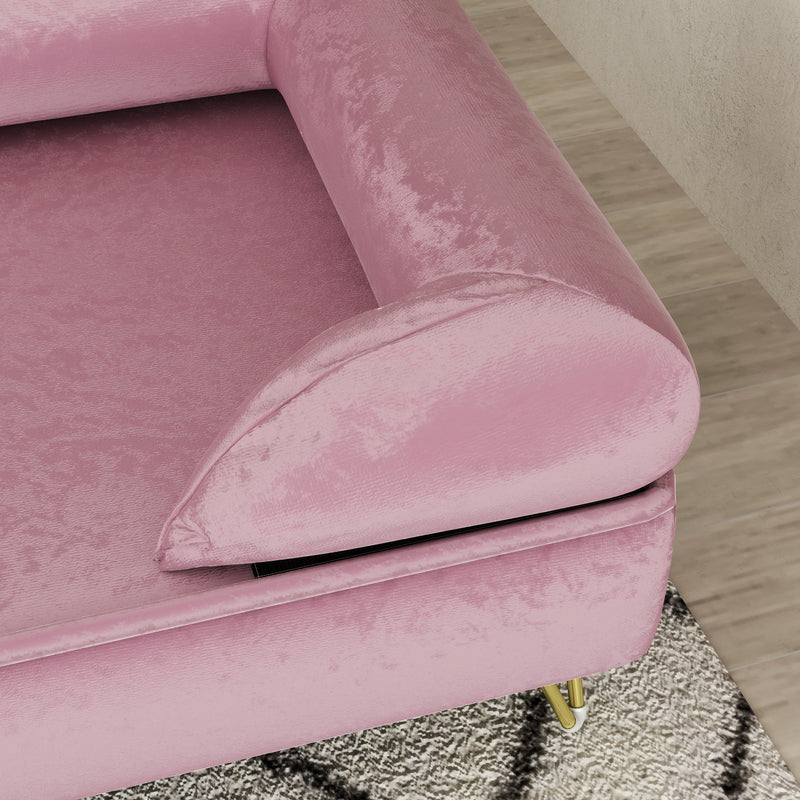 PawHut Dog Sofa Pet Couch W/ Removable Backrest Cushion Washable Cover - Pink