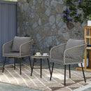 Outsunny 3 Piece Rattan Bistro Set with Cushions