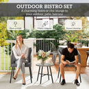 Outsunny 3 Piece Rattan Bistro Set with Cushions