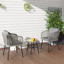 Outsunny 3 Piece Rattan Bistro Set with Cushions