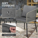 Outsunny 3 Piece Rattan Bistro Set with Cushions