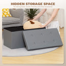 HOMCOM Storage Ottoman Bench, 89L PU Leather Folding Foot Rest, Grey