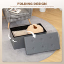 HOMCOM Storage Ottoman Bench, 89L PU Leather Folding Foot Rest, Grey