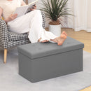 HOMCOM Storage Ottoman Bench, 89L PU Leather Folding Foot Rest, Grey