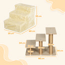 PawHut Three-Step Portable Dog Stairs With Washable Plush Cover, For Small Pets