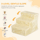 PawHut Three-Step Portable Dog Stairs With Washable Plush Cover, For Small Pets