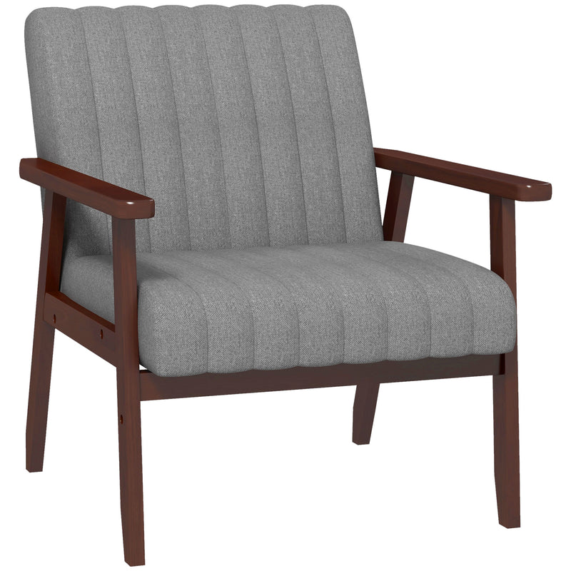 HOMCOM Modern Accent Chair Upholstered Armchair For Bedroom Living Room Grey