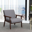 HOMCOM Modern Accent Chair Upholstered Armchair For Bedroom Living Room Grey