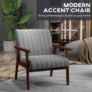 HOMCOM Modern Accent Chair Upholstered Armchair For Bedroom Living Room Grey