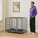 PawHut Heavy Duty Dog Crate, Large Dog Cage With Wheels And Tray
