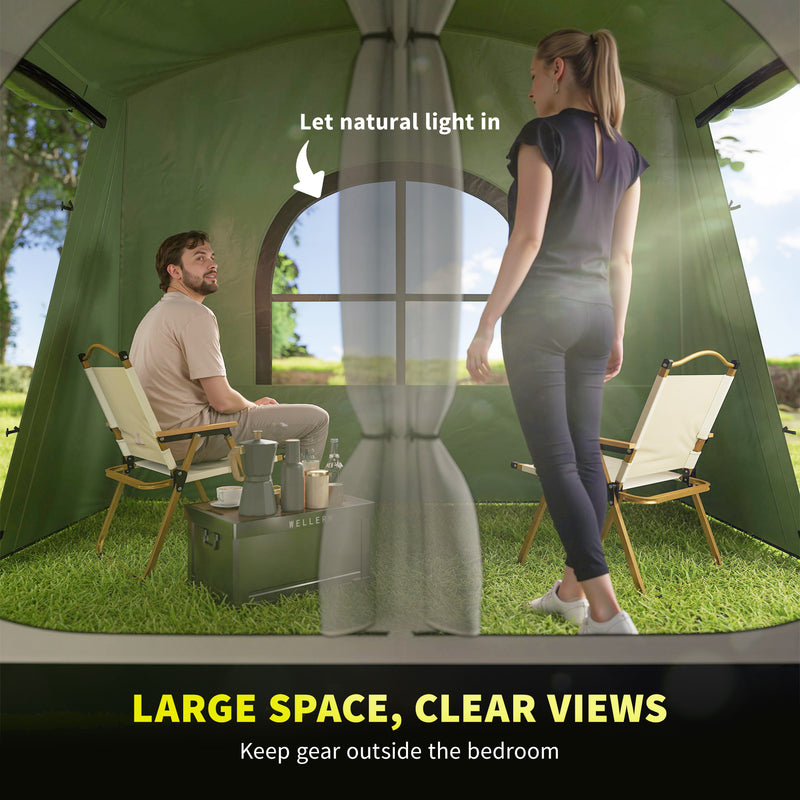 Outsunny 3-4 Man Tunnel Tent With Sewn In Floor, 3000mm Waterproof