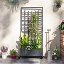 Outsunny Wooden Trellis Planter, Raised Garden Bed with Wheels, Grey