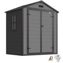Outsunny Garden Shed 6'x4.5' Plastic Tool Storage House W/ Lockable Double Doors