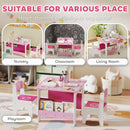 AIYAPLAY 3 Pieces Kids Table and Chair Set with Bookshelves, Pink