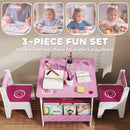 AIYAPLAY 3 Pieces Kids Table and Chair Set with Bookshelves, Pink