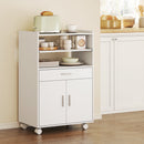 HOMCOM Kitchen Trolley with Wheels, Modern Mobile Microwave Stand, White