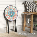 Outsunny Mosaic Garden Table, 35.5cm Folding Coffee Table, Multicolour