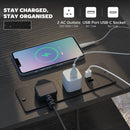 HOMCOM Slim Side Table with Charging Station, Bedside Table, Black