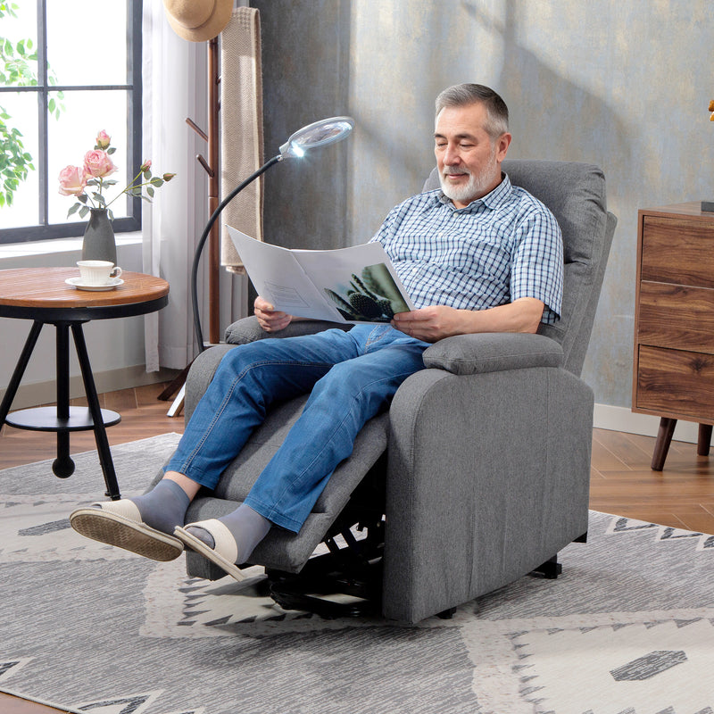 HOMCOM Linen Fabric Electric Recliner Chair with Remote Control