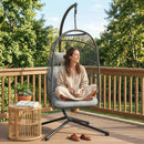 Outsunny Hanging Egg Chair, Outdoor Swing Chair with Stand, Dark/Light Grey