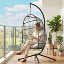Outsunny Hanging Egg Chair, Outdoor Swing Chair with Stand, Dark/Light Grey
