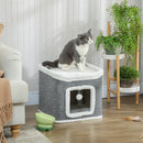 PawHut Cat House for Indoor Kittens, 2-Level Cat Cave Bed, Grey