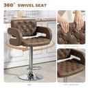 HOMCOM Adjustable Height Barstool Steel Pole PU Leather, Coffee