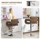 HOMCOM Adjustable Height Barstool Steel Pole PU Leather, Coffee