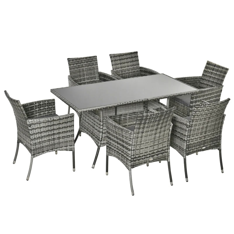 Outsunny 7pc Rattan Garden Furniture Dining Set Wicker Patio Conservatory Seater