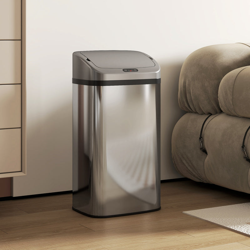 HOMCOM 48L Sensor Bin, Stainless Steel Kitchen Bin with Automatic Close